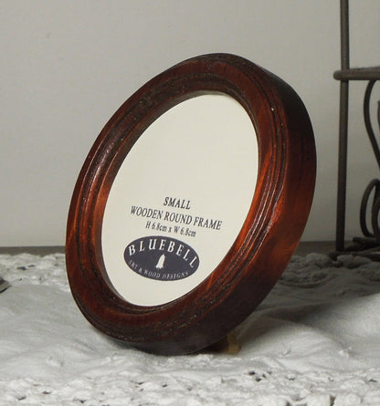 Mahogany Round Shaped Wooden Photo Frame 8”x8”, 7”x7”, 6"x6", 5"x5", 4"x4", 3"x3", 2.5"x2.5"