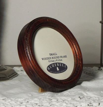 Mahogany Round Shaped Wooden Photo Frame 8”x8”, 7”x7”, 6"x6", 5"x5", 4"x4", 3"x3", 2.5"x2.5"