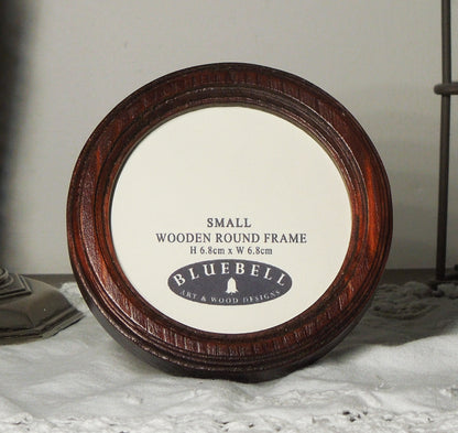 Mahogany Round Shaped Wooden Photo Frame 8”x8”, 7”x7”, 6"x6", 5"x5", 4"x4", 3"x3", 2.5"x2.5"