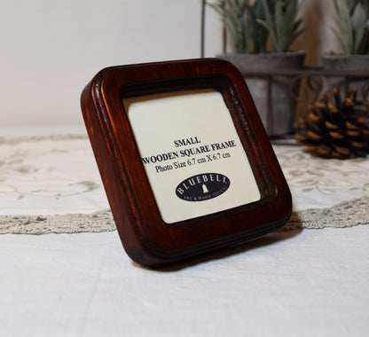 Mahogany Square Wooden Photo Frame 8”x8”, 7”x7”, 6"x6", 5"x5", 4"x4", 3"x3", 2.5"x2.5"
