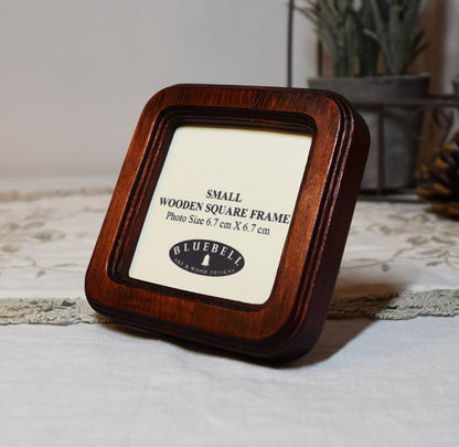 Mahogany Square Wooden Photo Frame 8”x8”, 7”x7”, 6"x6", 5"x5", 4"x4", 3"x3", 2.5"x2.5"