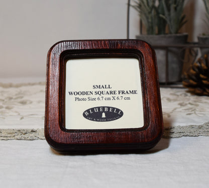 Mahogany Square Wooden Photo Frame 8”x8”, 7”x7”, 6"x6", 5"x5", 4"x4", 3"x3", 2.5"x2.5"