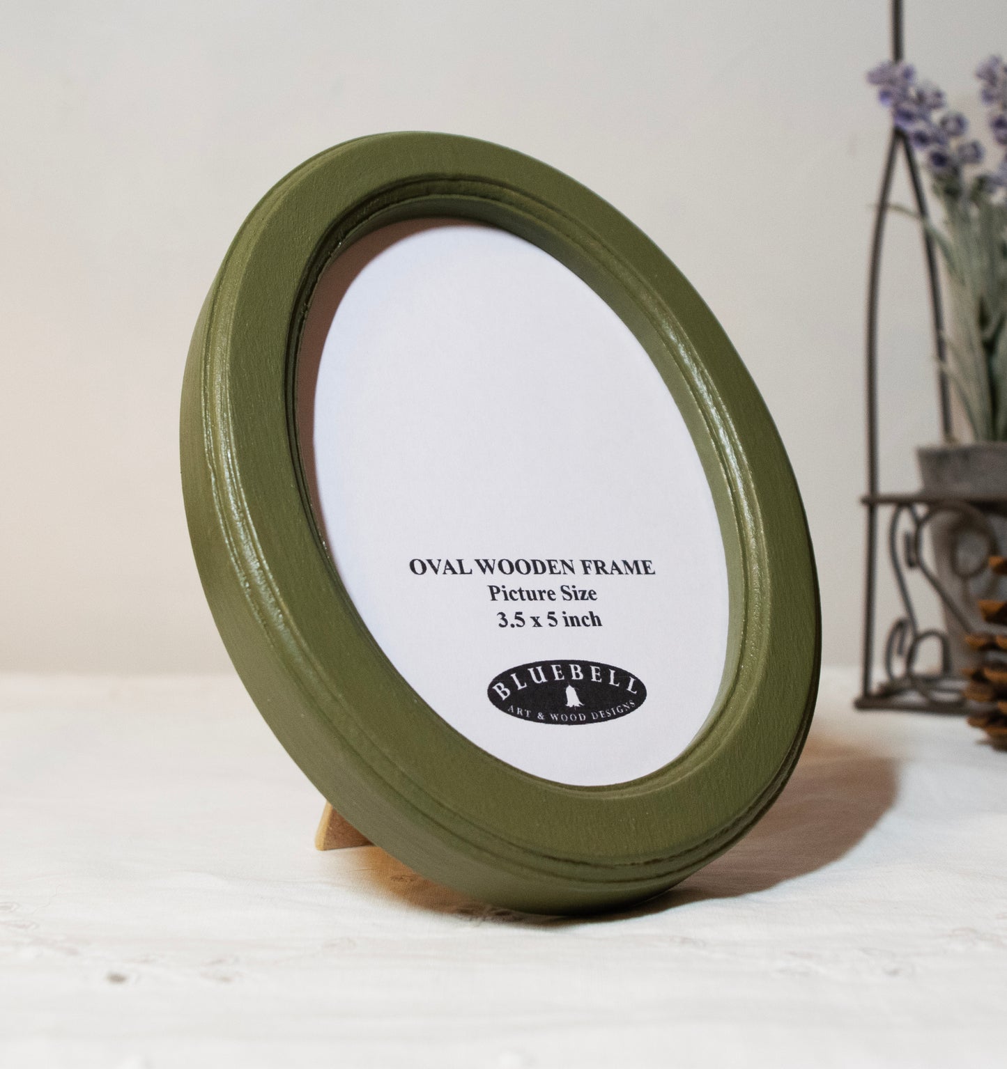 Olive Green 3.5" x 5" Oval Handmade Wooden Photo Picture Frame