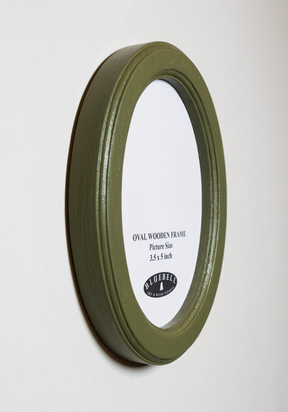 Olive Green Oval Wooden Photo Frame A3 / 12"x16.5", A4 / 8"x12", A5 / 6"x 8", 11"x14", 5"x7", 4"x6", 3.5"x5", 3"x4", 2.5"x3.5", 2"x3"