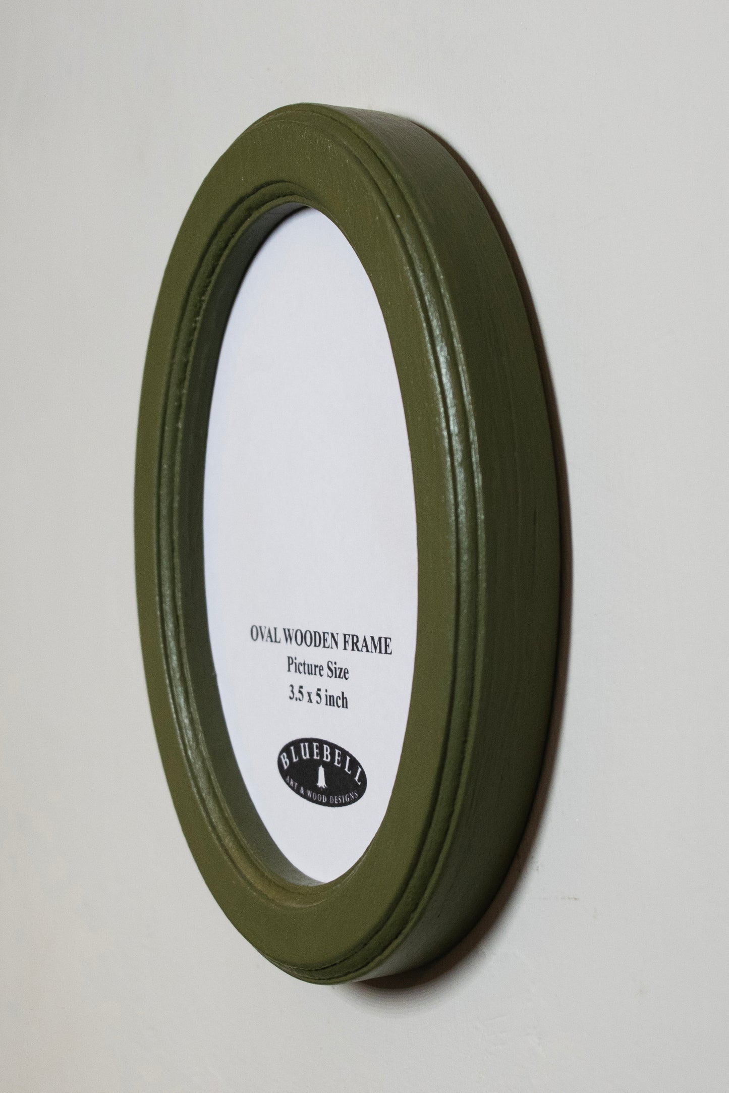 Olive Green 3.5" x 5" Oval Handmade Wooden Photo Picture Frame