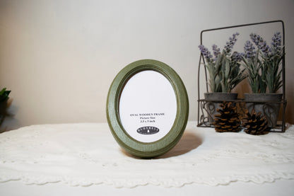 Olive Green Oval Wooden Photo Frame A3 / 12"x16.5", A4 / 8"x12", A5 / 6"x 8", 11"x14", 5"x7", 4"x6", 3.5"x5", 3"x4", 2.5"x3.5", 2"x3"