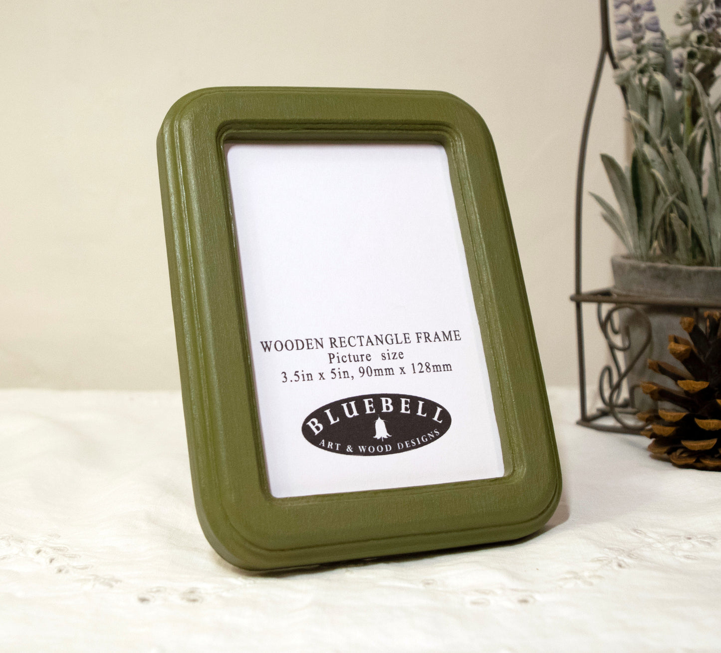 Olive Green 3.5" x 5" Rectangle Roman Edged Handmade Wooden Photo Picture Frame