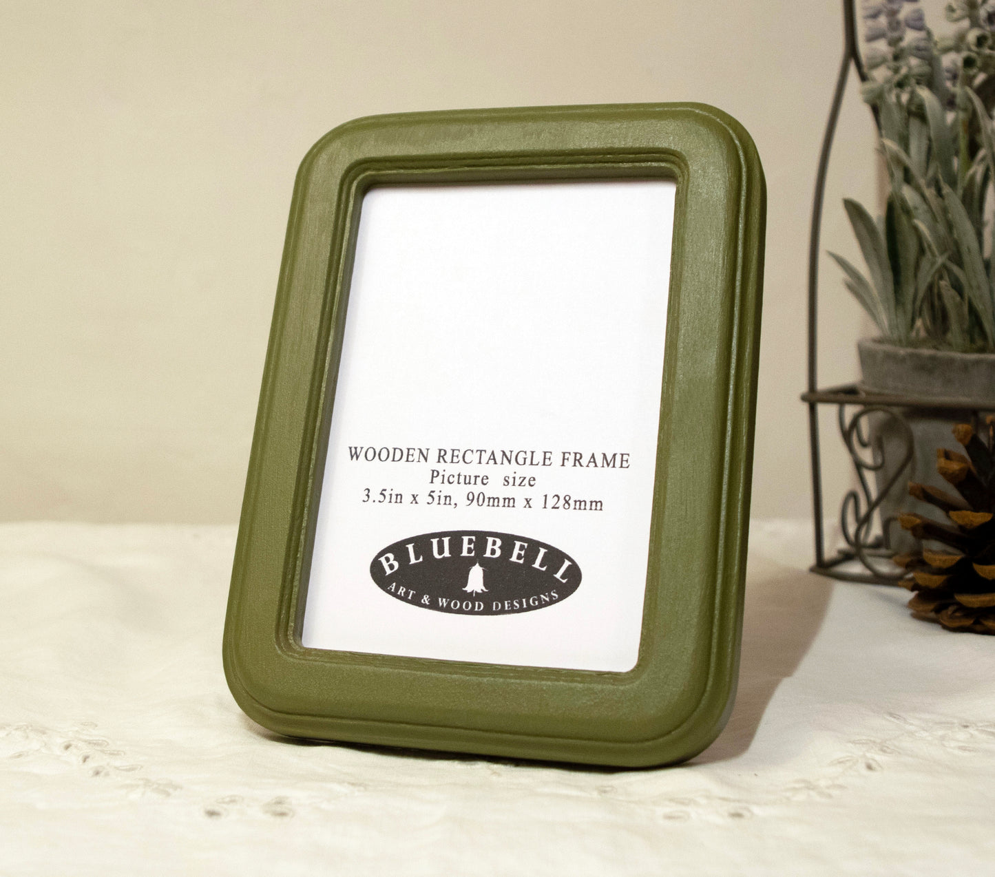 Olive Green 3.5" x 5" Rectangle Roman Edged Handmade Wooden Photo Picture Frame