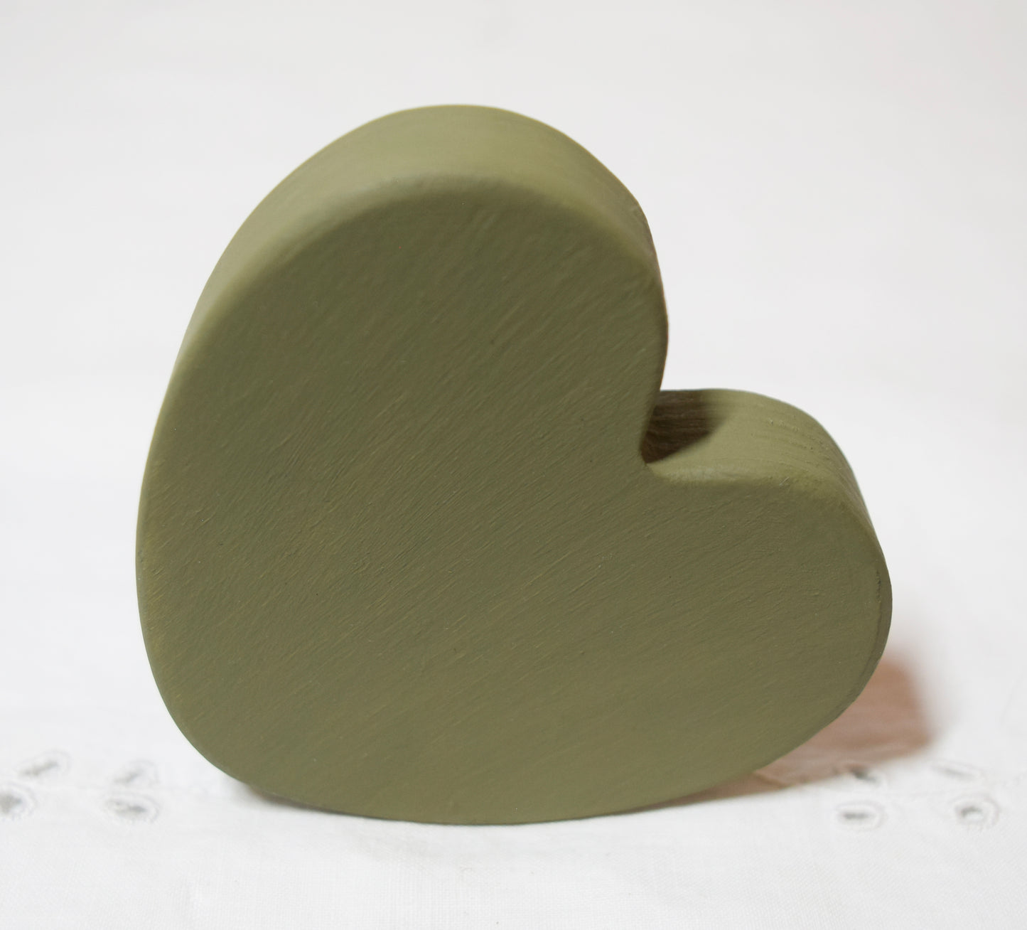 Olive Green Wooden Love Heart Shelf Sitter Ornament 3"x3", 2"x2"