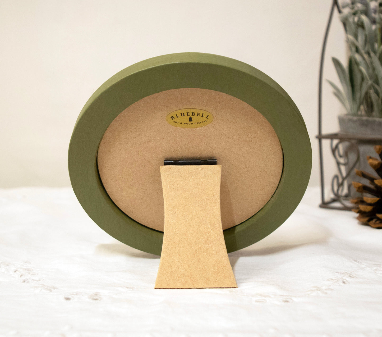 Olive Green 4" x 4" Round Roman Edged Handmade Wooden Photo Picture Frame