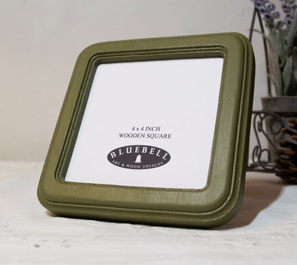 Olive Green Square Wooden Photo Frame 8”x8”, 7”x7”, 6"x6", 5"x5", 4"x4", 3"x3", 2.5"x2.5"
