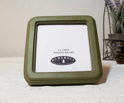 Olive Green Square Wooden Photo Frame 8”x8”, 7”x7”, 6"x6", 5"x5", 4"x4", 3"x3", 2.5"x2.5"