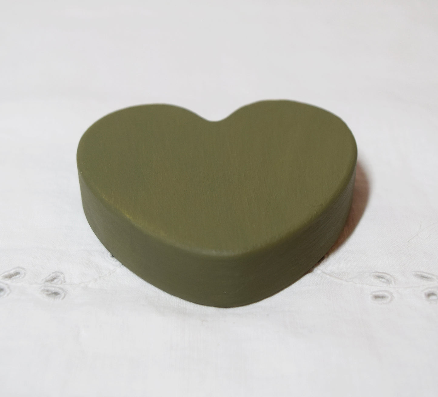 Olive Green Wooden Love Heart Shelf Sitter Ornament 3"x3", 2"x2"