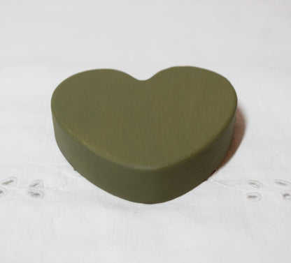 Olive Green Wooden Love Heart Shelf Sitter Ornament 3"x3", 2"x2"