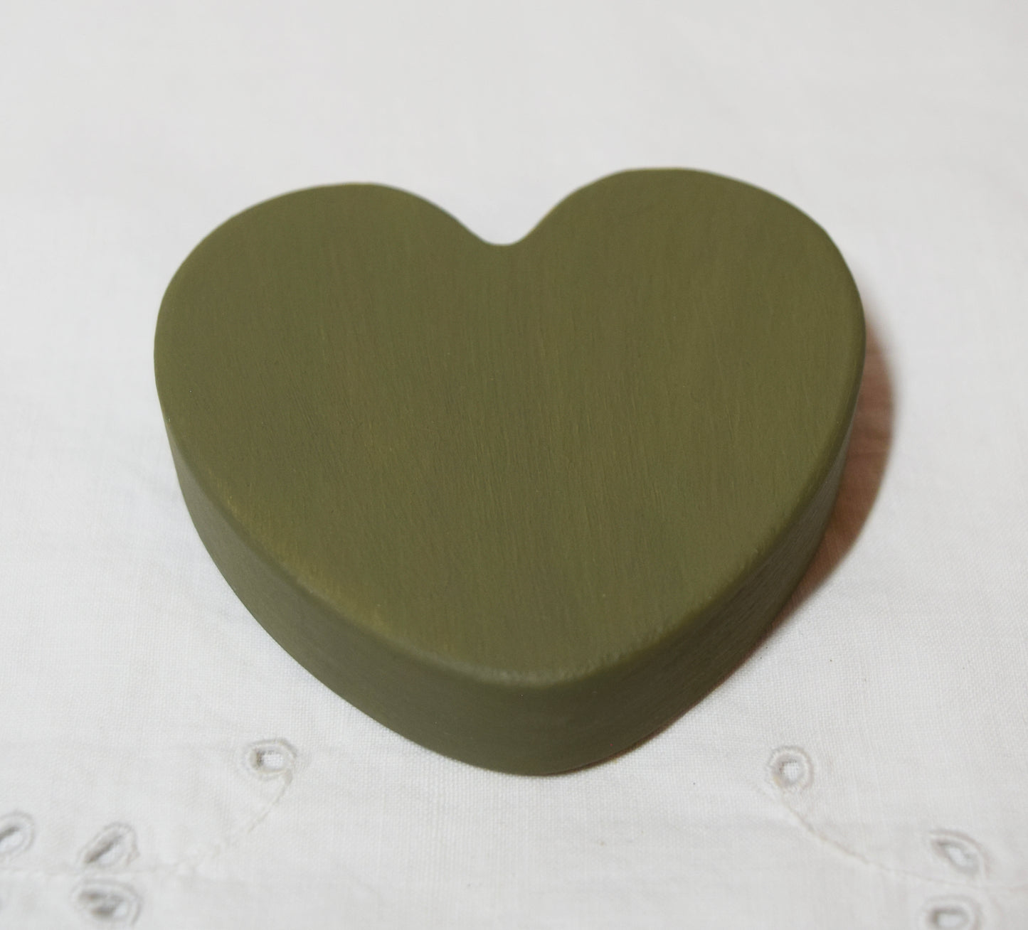 Olive Green Wooden Love Heart Shelf Sitter Ornament 3"x3", 2"x2"