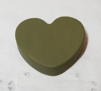 Olive Green Wooden Love Heart Shelf Sitter Ornament 3"x3", 2"x2"