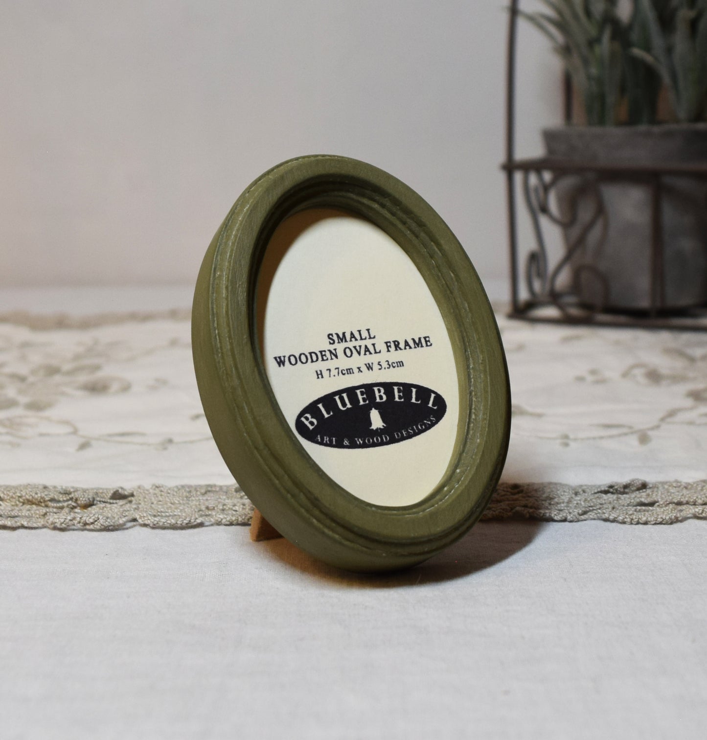 Olive Green 2" x 3" Oval Handmade Wooden Photo Picture Frame