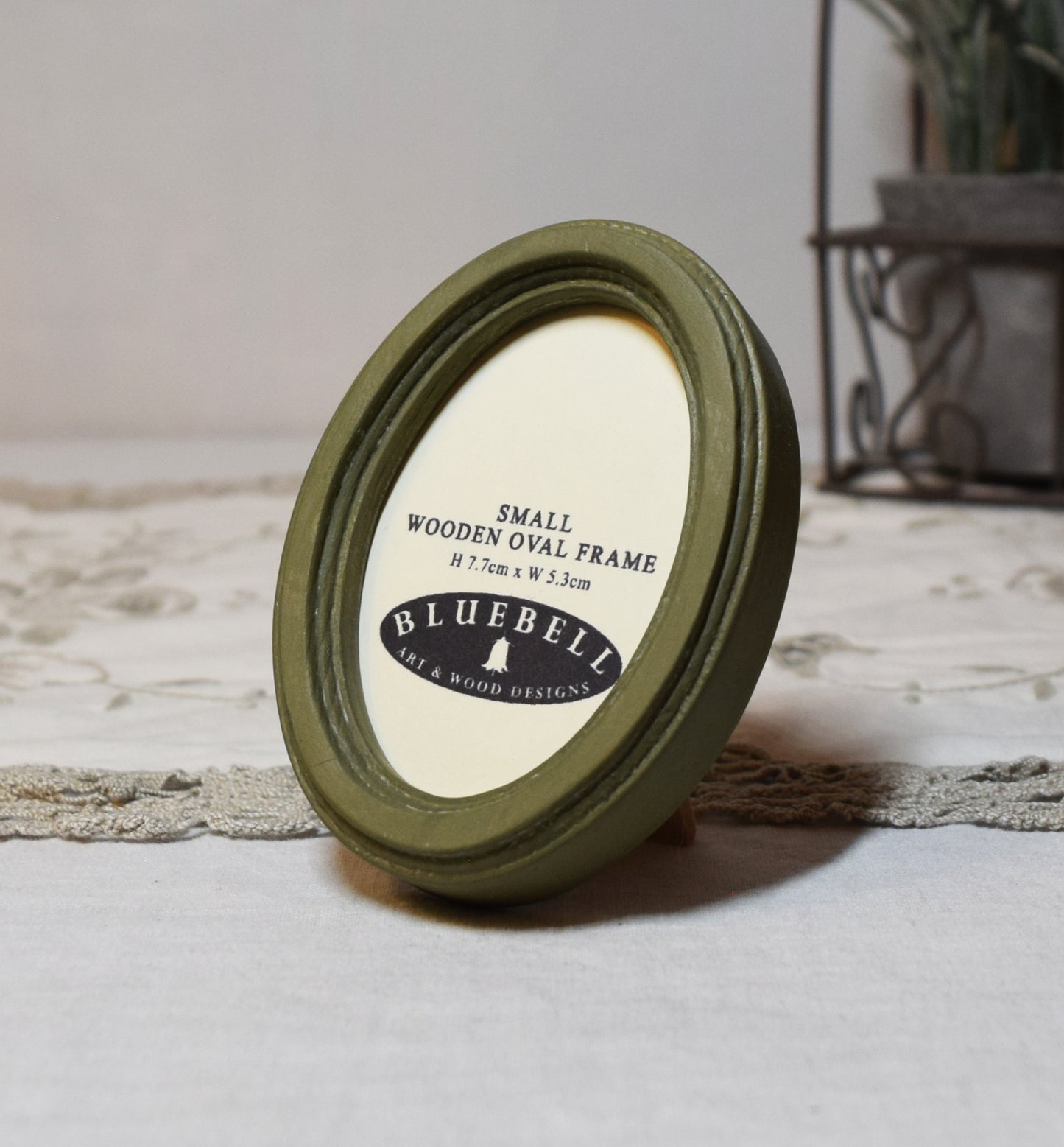 Olive Green 2" x 3" Oval Handmade Wooden Photo Picture Frame