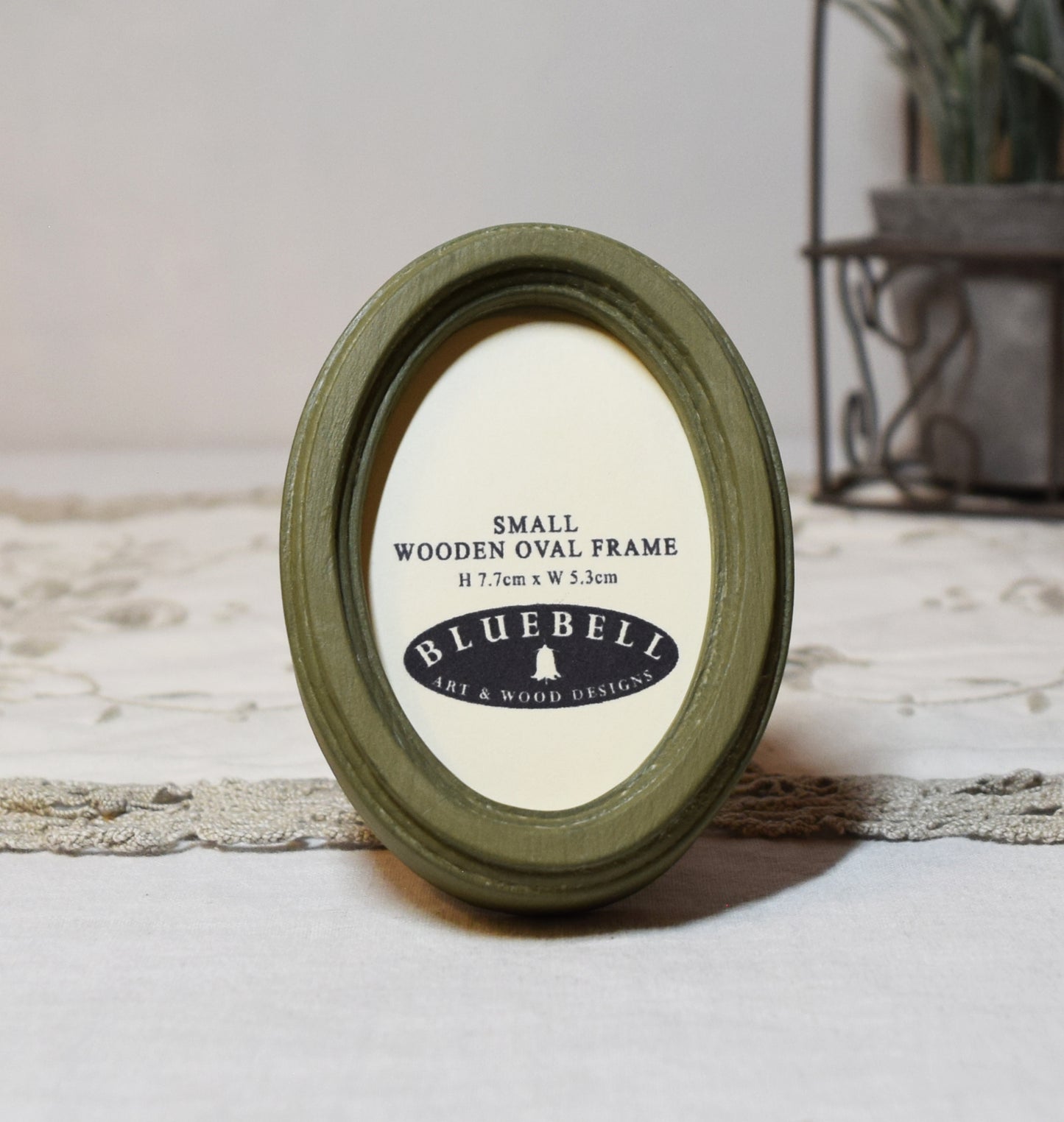 Olive Green 2" x 3" Oval Handmade Wooden Photo Picture Frame