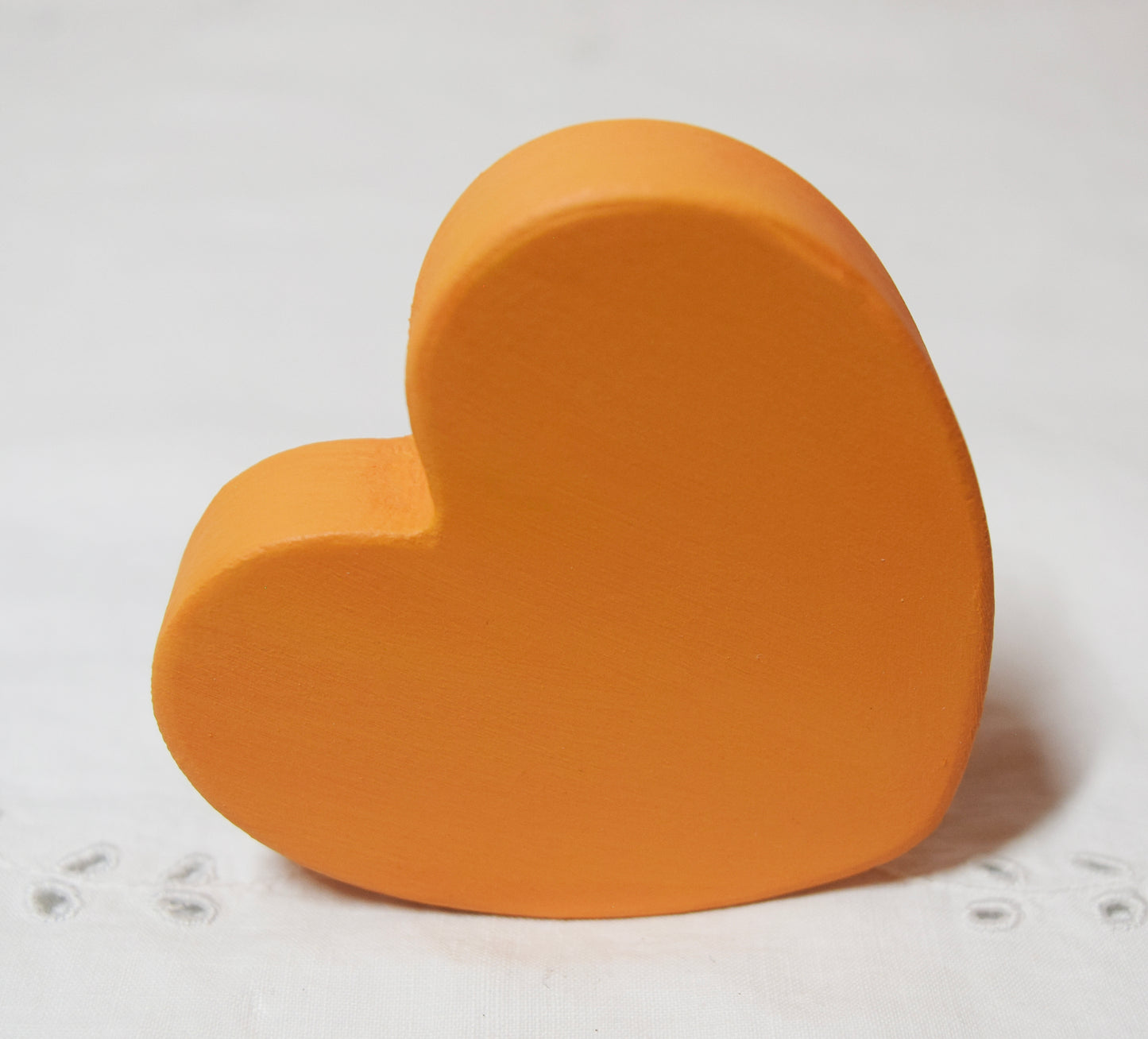 Orange Wooden Love Heart Shelf Sitter Ornament 3"x3", 2"x2"