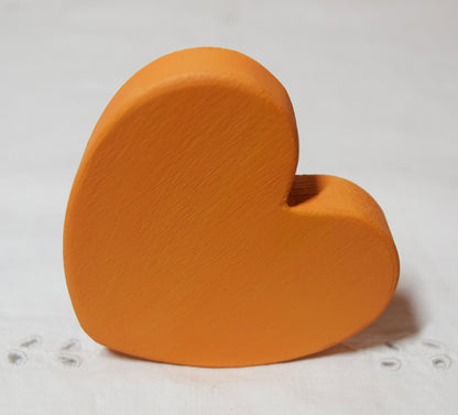 Orange Wooden Love Heart Shelf Sitter Ornament 3"x3", 2"x2"