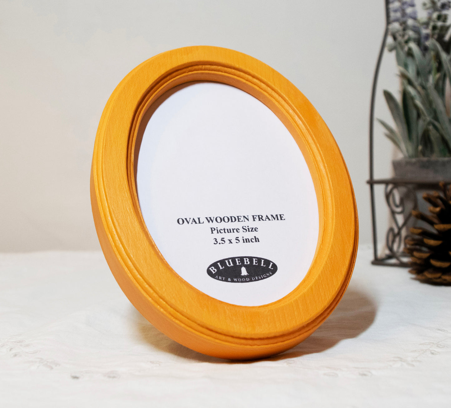 Orange 3.5" x 5" Oval Handmade Wooden Photo Picture Frame