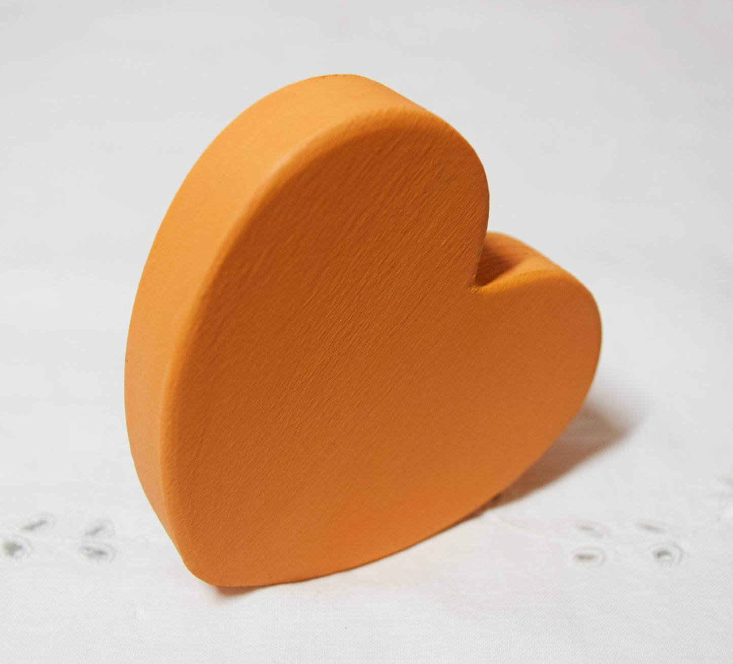 Orange Wooden Love Heart Shelf Sitter Ornament 3"x3", 2"x2"