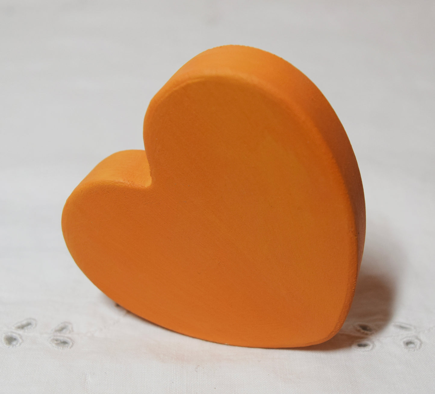 Orange Wooden Love Heart Shelf Sitter Ornament 3"x3", 2"x2"