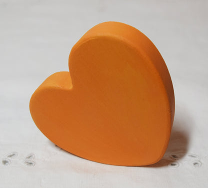 Orange Wooden Love Heart Shelf Sitter Ornament 3"x3", 2"x2"