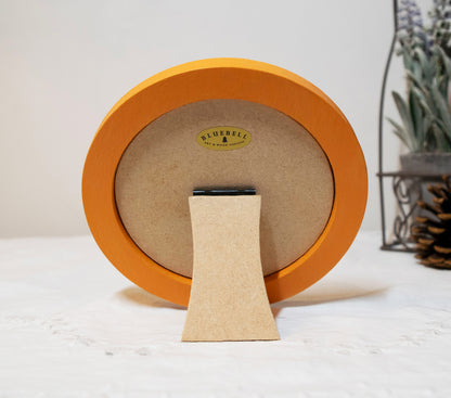 Orange Round Shaped Wooden Photo Frame 8”x8”, 7”x7”, 6"x6", 5"x5", 4"x4", 3"x3", 2.5"x2.5"