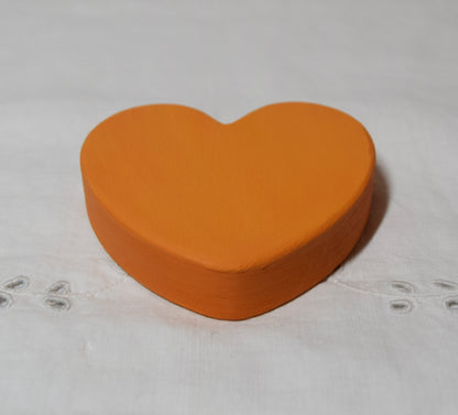 Orange Wooden Love Heart Shelf Sitter Ornament 3"x3", 2"x2"