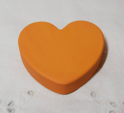 Orange Wooden Love Heart Shelf Sitter Ornament 3"x3", 2"x2"
