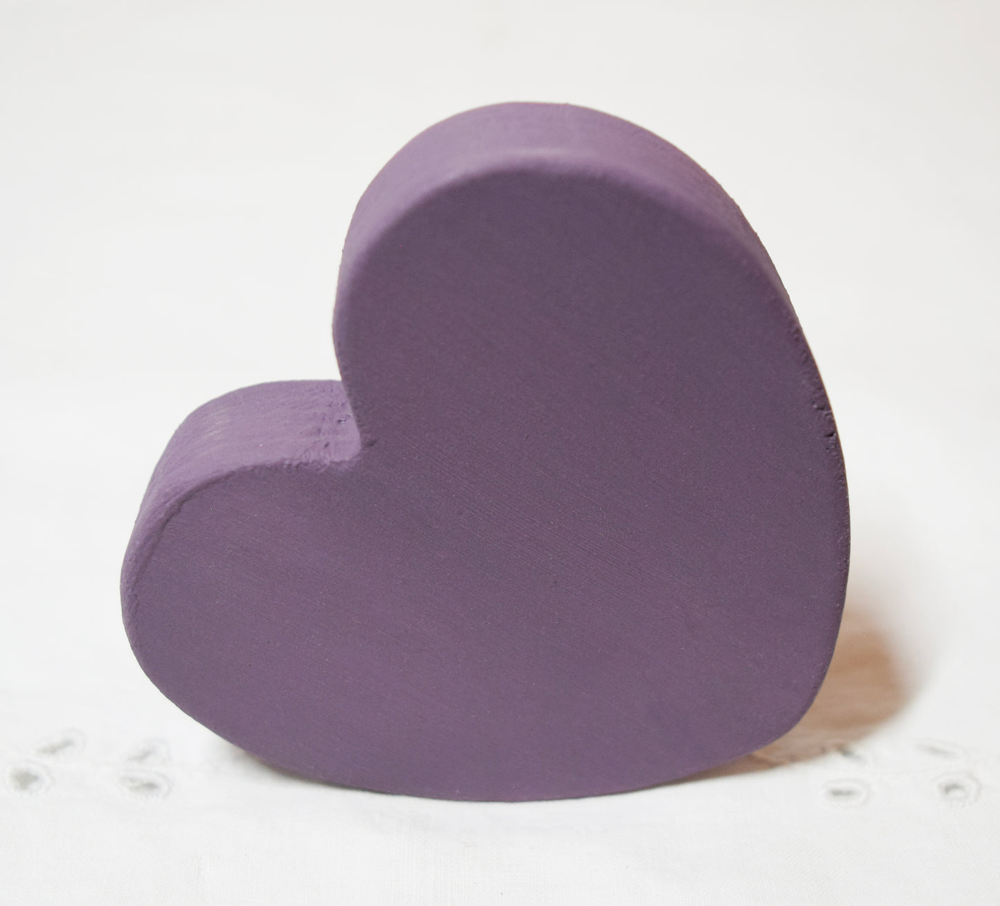 Purple Wooden Love Heart Shelf Sitter Ornament 3"x3", 2"x2"