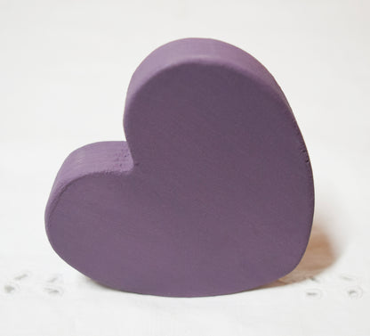 Purple Wooden Love Heart Shelf Sitter Ornament 3"x3", 2"x2"