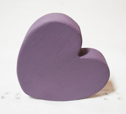 Purple Wooden Love Heart Shelf Sitter Ornament 3"x3", 2"x2"
