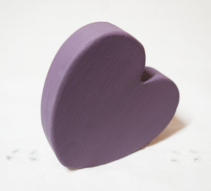 Purple Wooden Love Heart Shelf Sitter Ornament 3"x3", 2"x2"