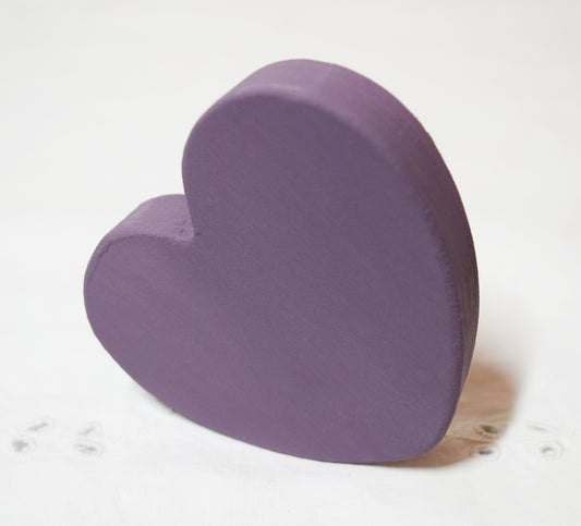 Purple Wooden Love Heart Shelf Sitter Ornament 3"x3", 2"x2"