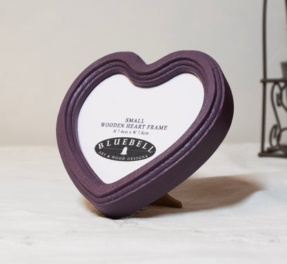 Purple Heart Shaped Wooden Photo Frame 4"x4", 3"x3"