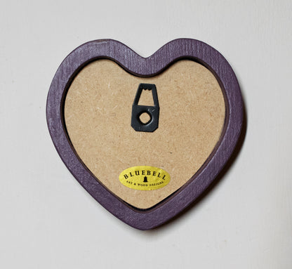 Purple Heart Shaped Wooden Photo Frame 4"x4", 3"x3"