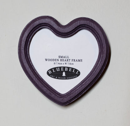 Purple Heart Shaped Wooden Photo Frame 4"x4", 3"x3"