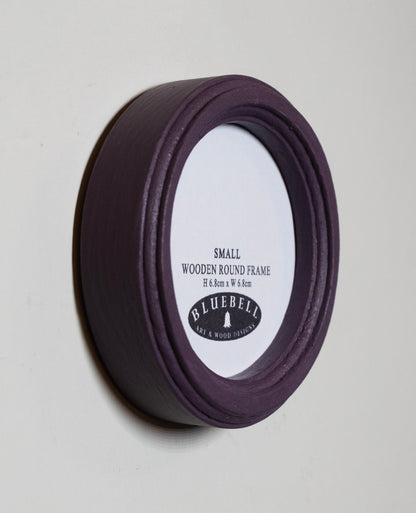 Purple Round Shaped Wooden Photo Frame 8”x8”, 7”x7”, 6"x6", 5"x5", 4"x4", 3"x3", 2.5"x2.5"