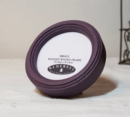 Purple Round Shaped Wooden Photo Frame 8”x8”, 7”x7”, 6"x6", 5"x5", 4"x4", 3"x3", 2.5"x2.5"