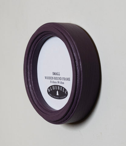 Purple Round Shaped Wooden Photo Frame 8”x8”, 7”x7”, 6"x6", 5"x5", 4"x4", 3"x3", 2.5"x2.5"
