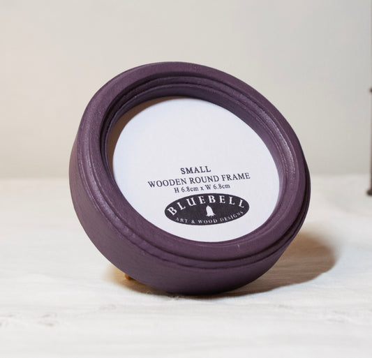 Purple Round Shaped Wooden Photo Frame 8”x8”, 7”x7”, 6"x6", 5"x5", 4"x4", 3"x3", 2.5"x2.5"
