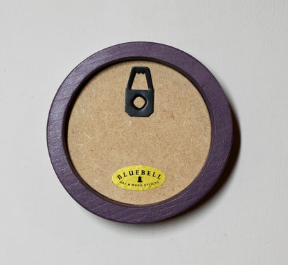 Purple Round Shaped Wooden Photo Frame 8”x8”, 7”x7”, 6"x6", 5"x5", 4"x4", 3"x3", 2.5"x2.5"