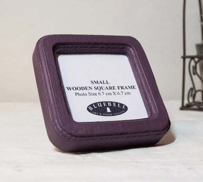 Purple Square Wooden Photo Frame 8”x8”, 7”x7”, 6"x6", 5"x5", 4"x4", 3"x3", 2.5"x2.5"
