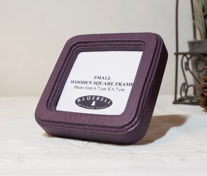 Purple Square Wooden Photo Frame 8”x8”, 7”x7”, 6"x6", 5"x5", 4"x4", 3"x3", 2.5"x2.5"