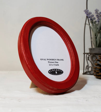 Red Oval Wooden Photo Frame A3 / 12"x16.5", A4 / 8"x12", A5 / 6"x 8", 11"x14", 5"x7", 4"x6", 3.5"x5", 3"x4", 2.5"x3.5", 2"x3"
