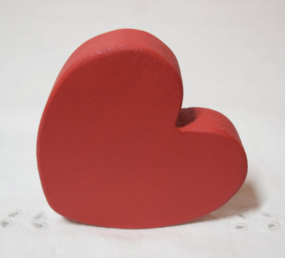 Red Wooden Love Heart Shelf Sitter Ornament 3"x3", 2"x2"