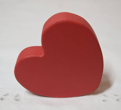 Red Wooden Love Heart Shelf Sitter Ornament 3"x3", 2"x2"